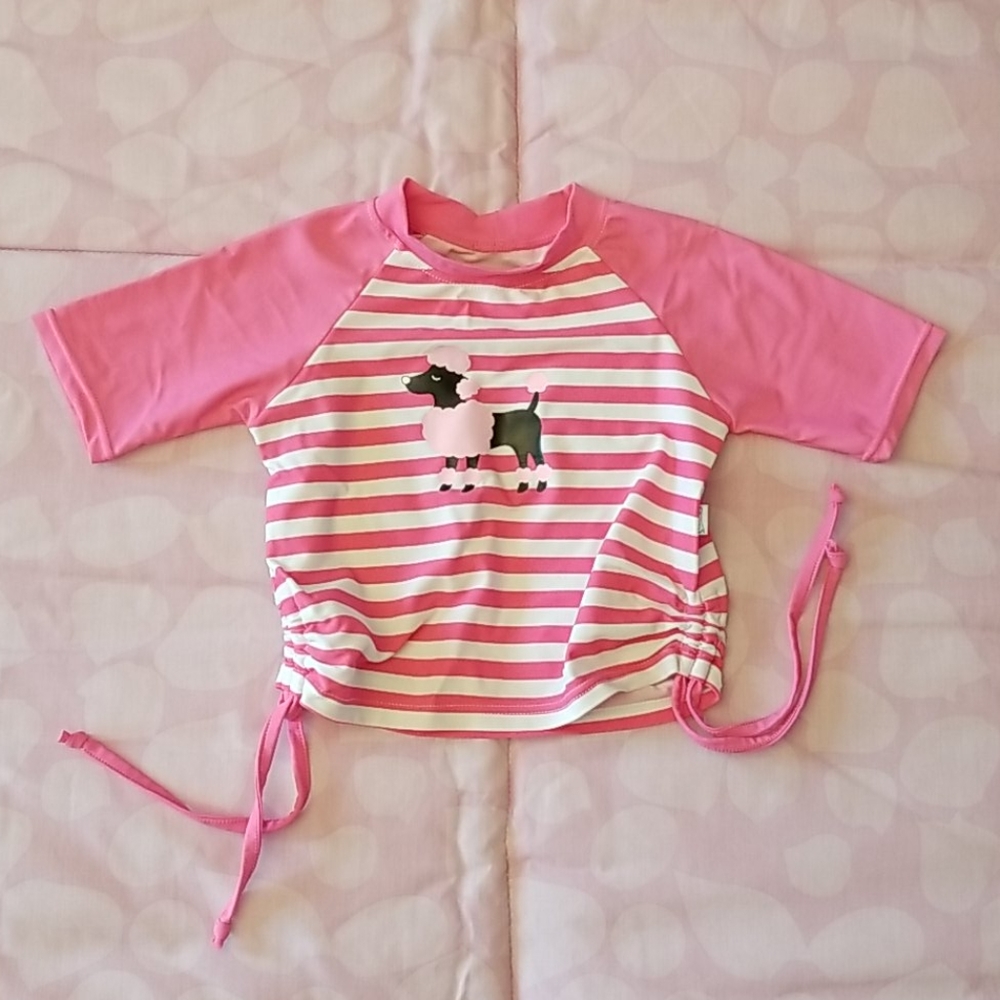 i play Baby Girl Pink & White Rashguard Swim Shirt